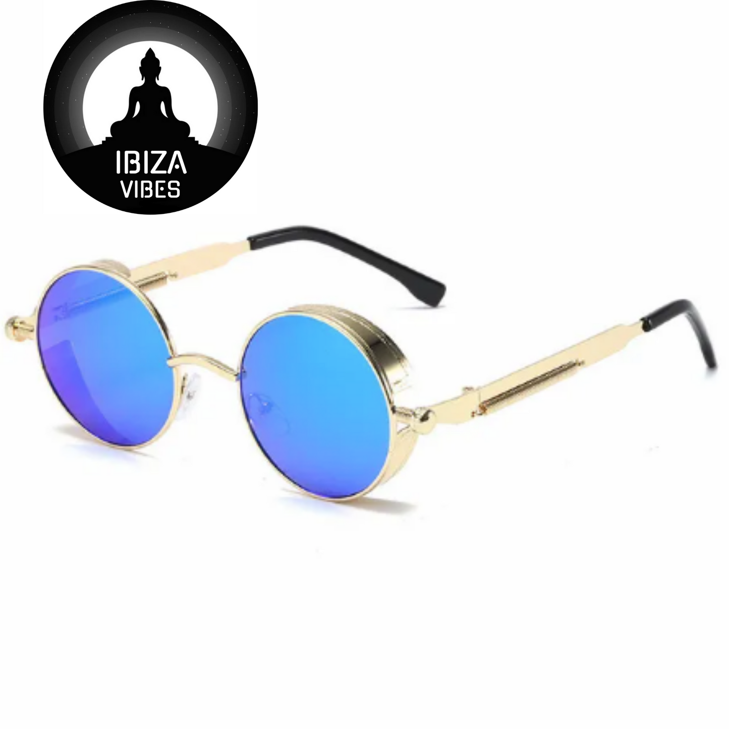 Ibiza Eyewear Round gold & blue "Festival-Hippie"