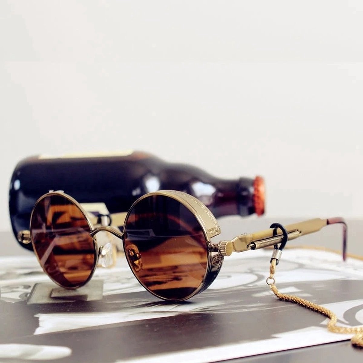 Ibiza Eyewear Round gold & brown "Festival-Hippie"