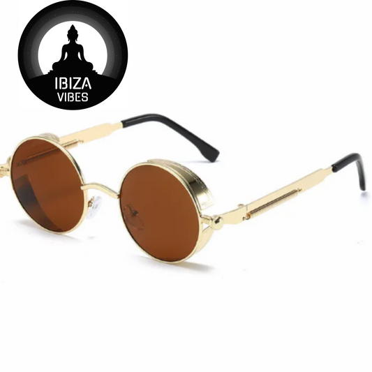 Ibiza Eyewear Round gold & brown Festival Hippie