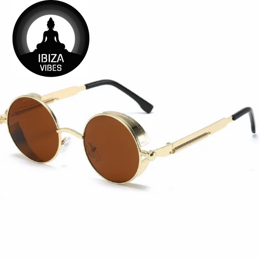 Ibiza Eyewear Round gold &amp; brown Festival Hippie