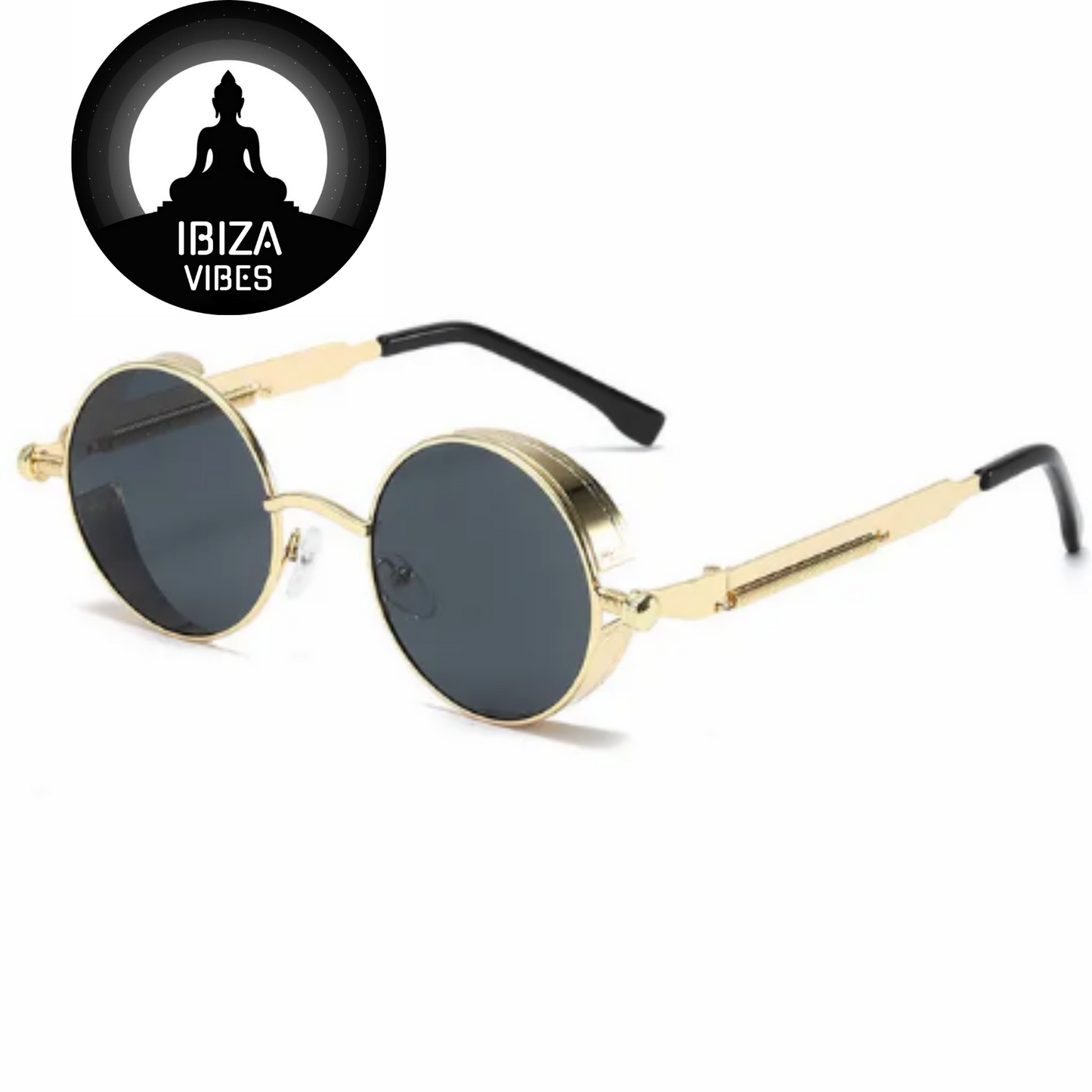 Ibiza Eyewear Round gold &amp; black Festival Hippie