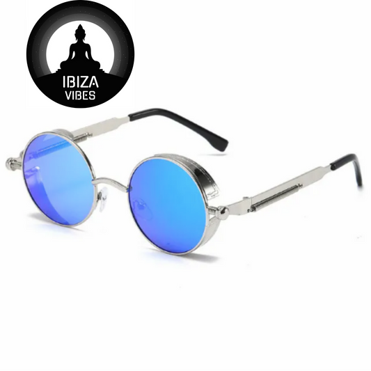 Ibiza Eyewear Round silver & blue Festival Hippie
