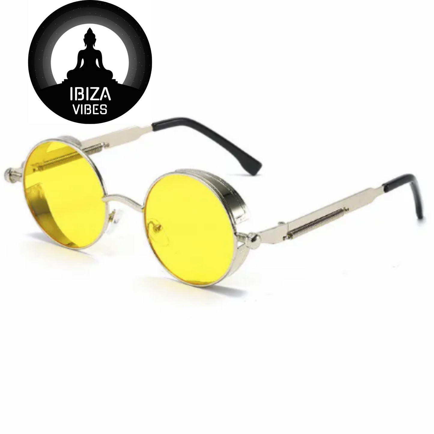 Ibiza Eyewear Round silver &amp; yellow Festival Hippie