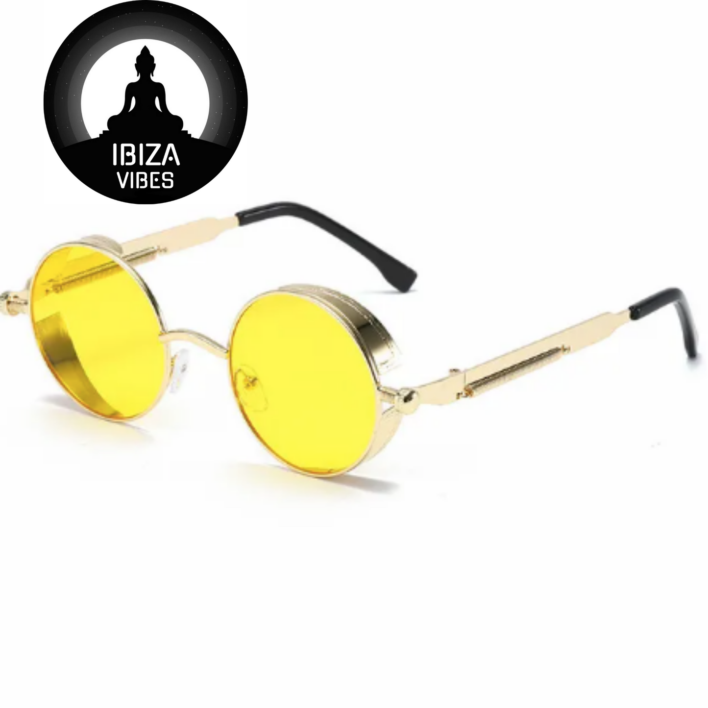 Ibiza Eyewear Round gold &amp; yellow Festival Hippie