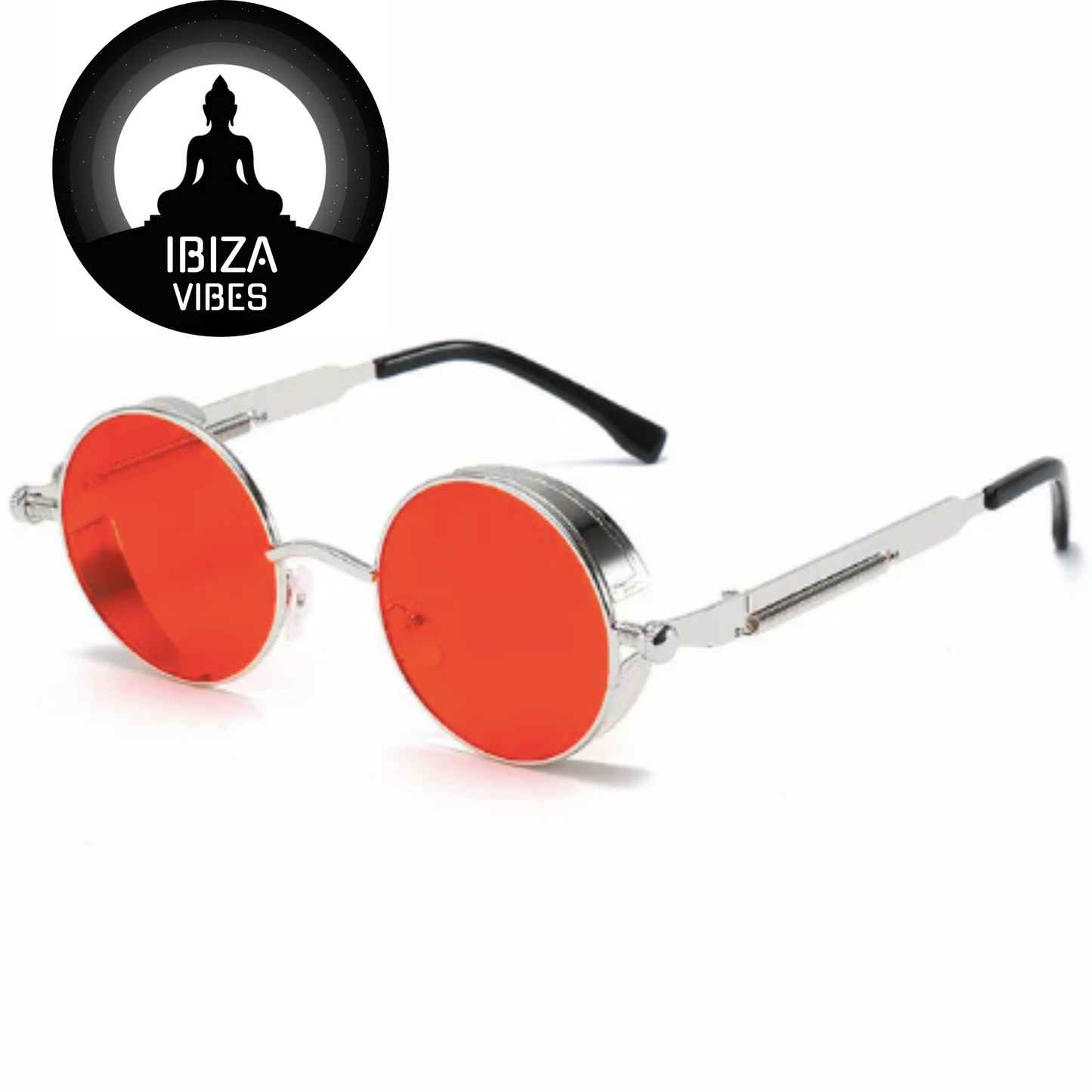 Ibiza Eyewear Round silver &amp; red Festival Hippie