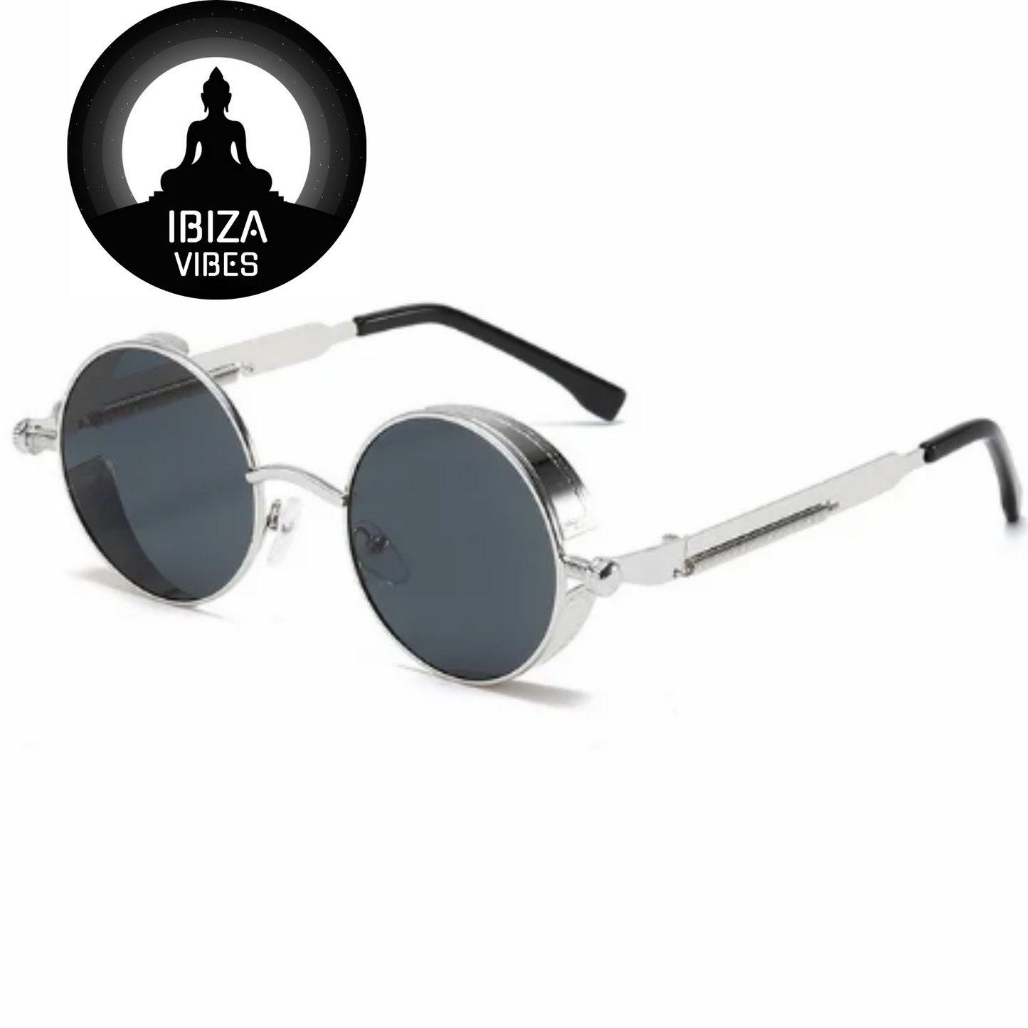 Ibiza Eyewear Round silver & black "Festival-Hippie"