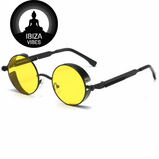 Ibiza Eyewear Round black &amp; yellow Festival Hippie